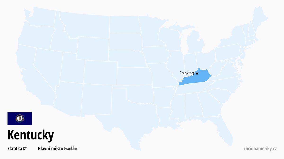 Mapa amerického státu Kentucky | Kde leží stát USA Kentucky? | Kentucky (stát USA) – informace, co vidět, zajímavosti