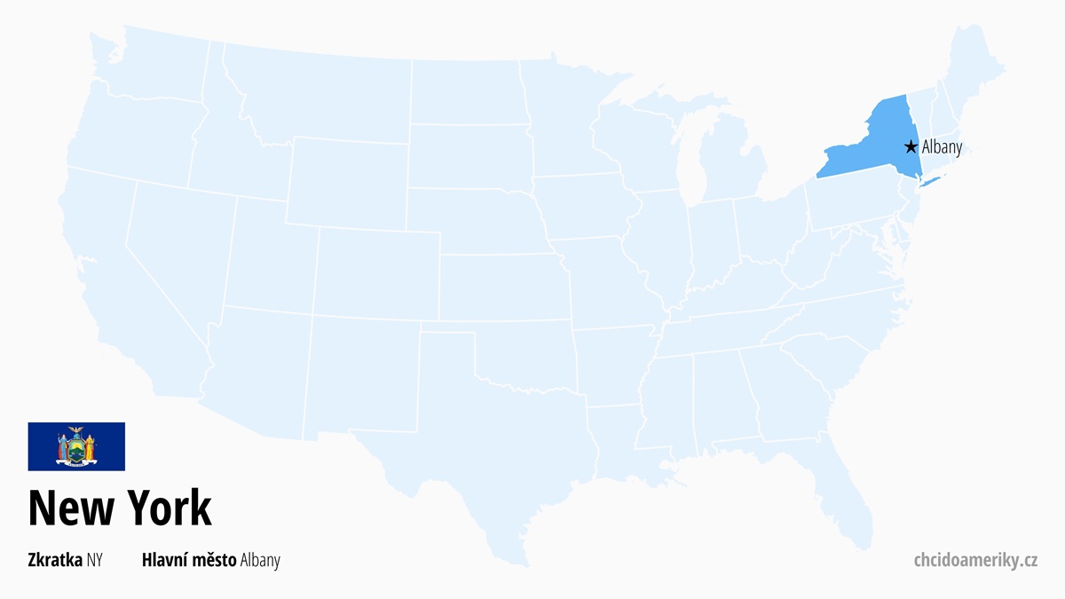 Mapa amerického státu New York | Kde leží stát USA New York? | New York (stát USA) – informace, co vidět, zajímavosti