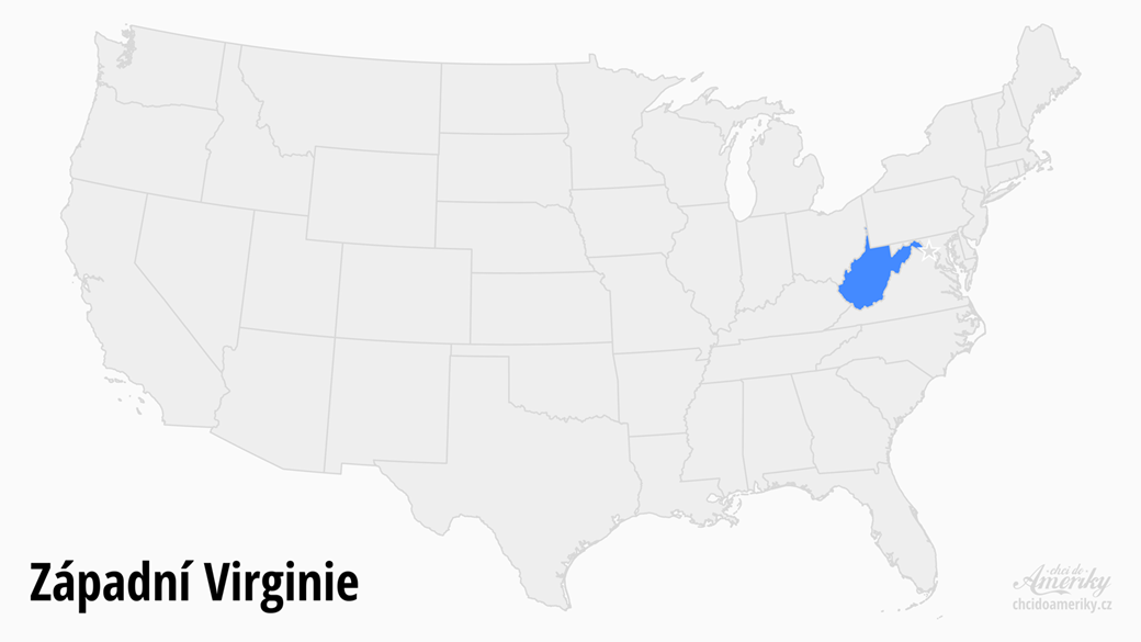Mapa Západní Virginie / Kde je Západní Virginie?