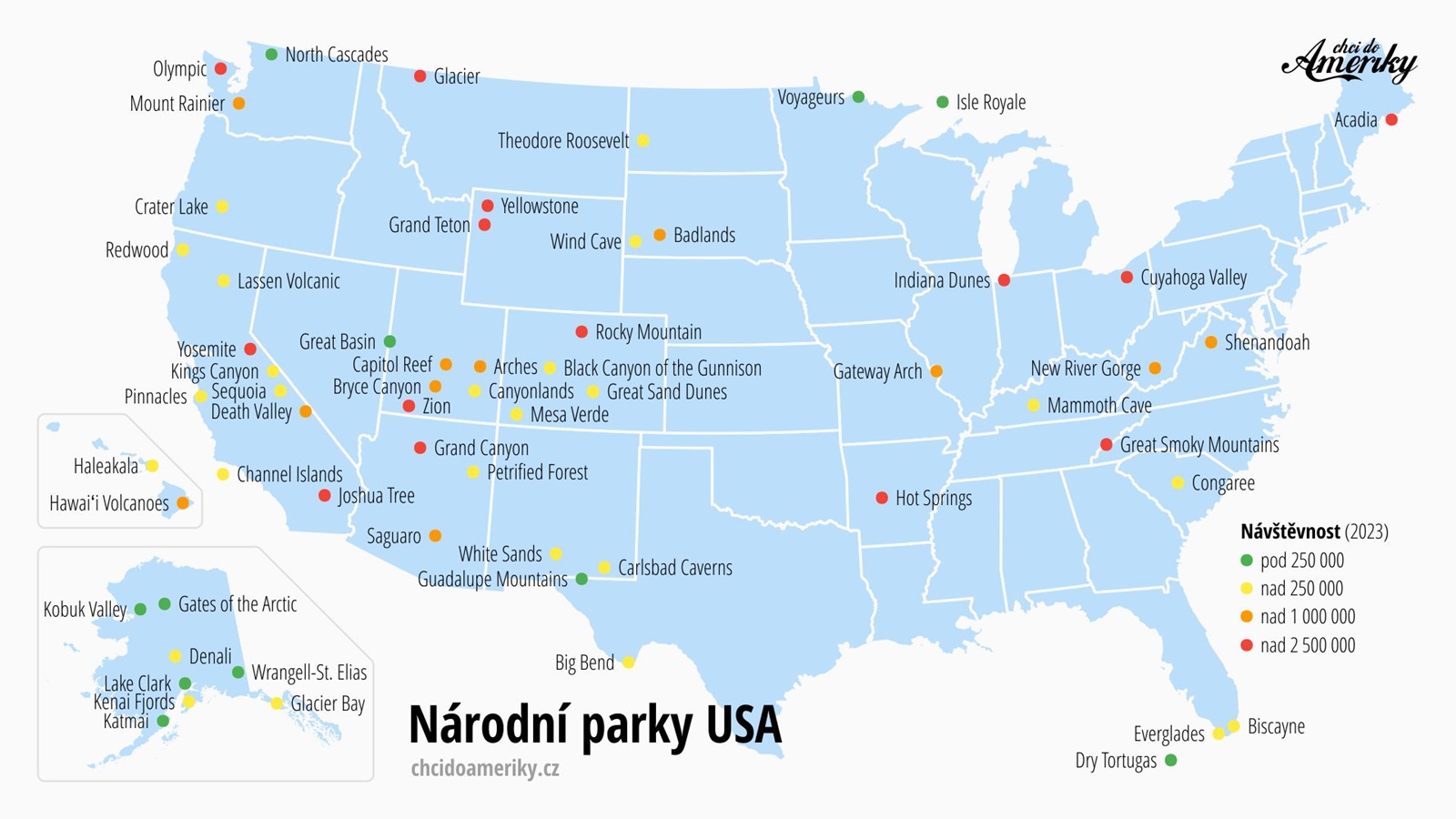 Mapa národních parků USA | © Petr Novák